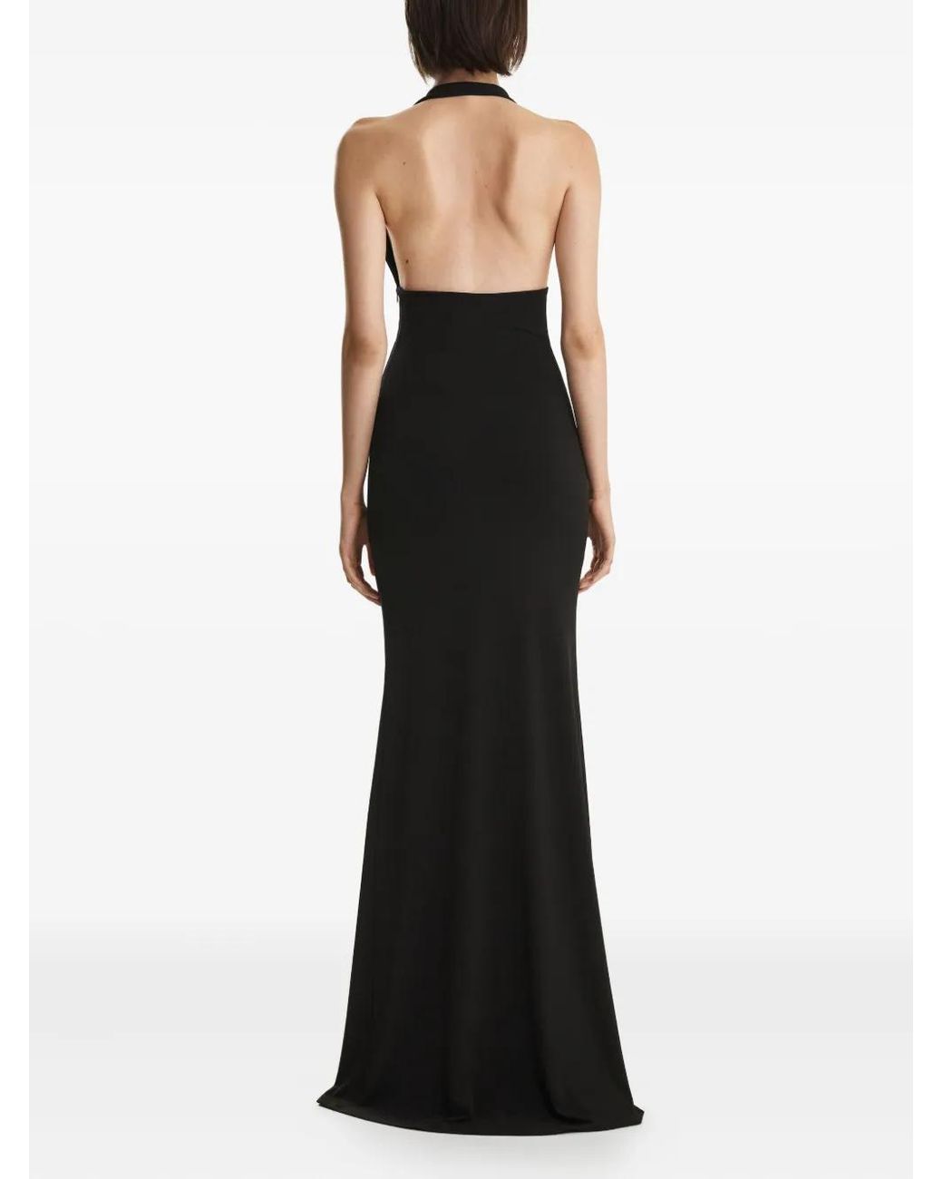 2310 STUDIO Black Halter-Neck Pleated Maxi Dress