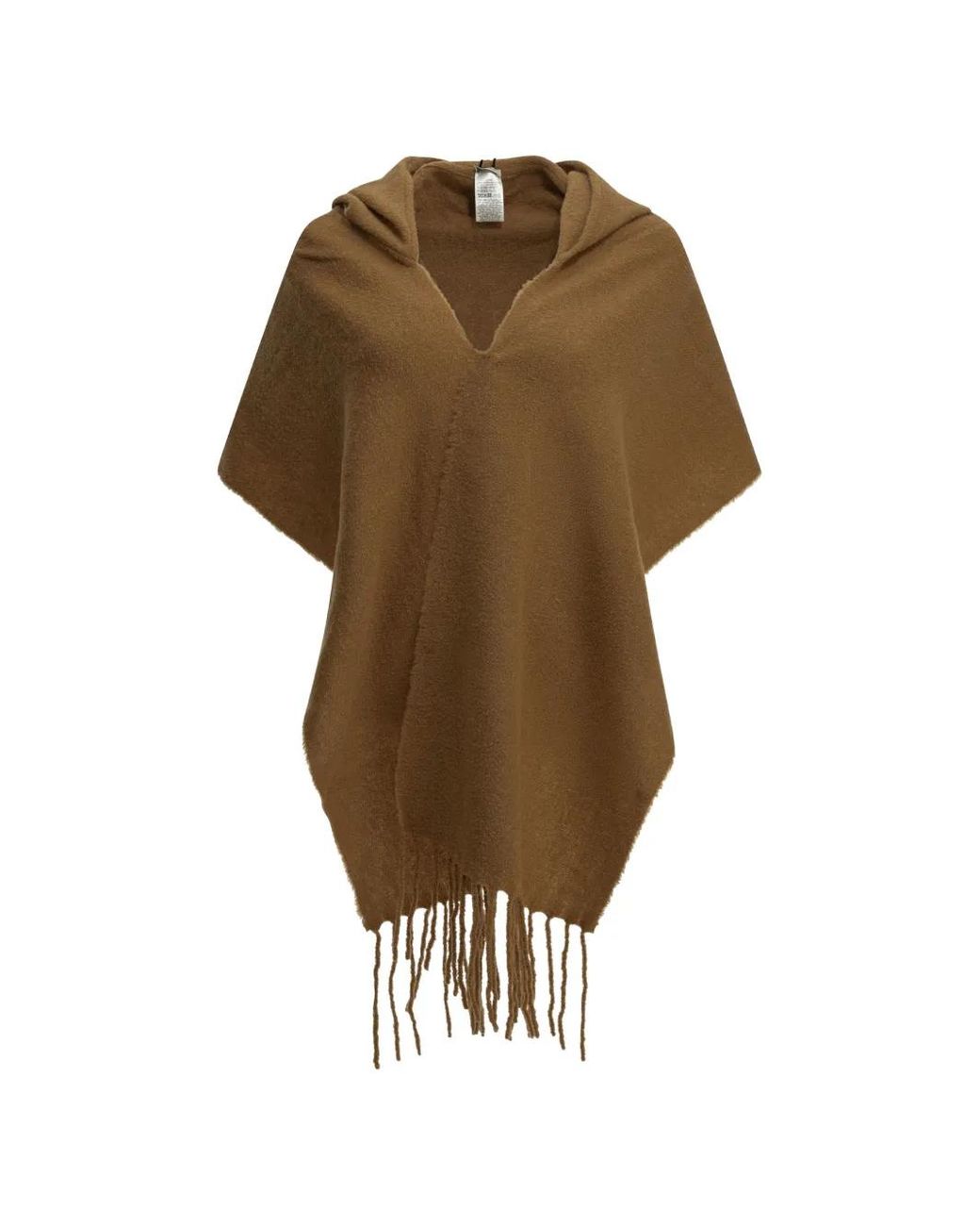 Destin Brown Fringed Hooded Poncho