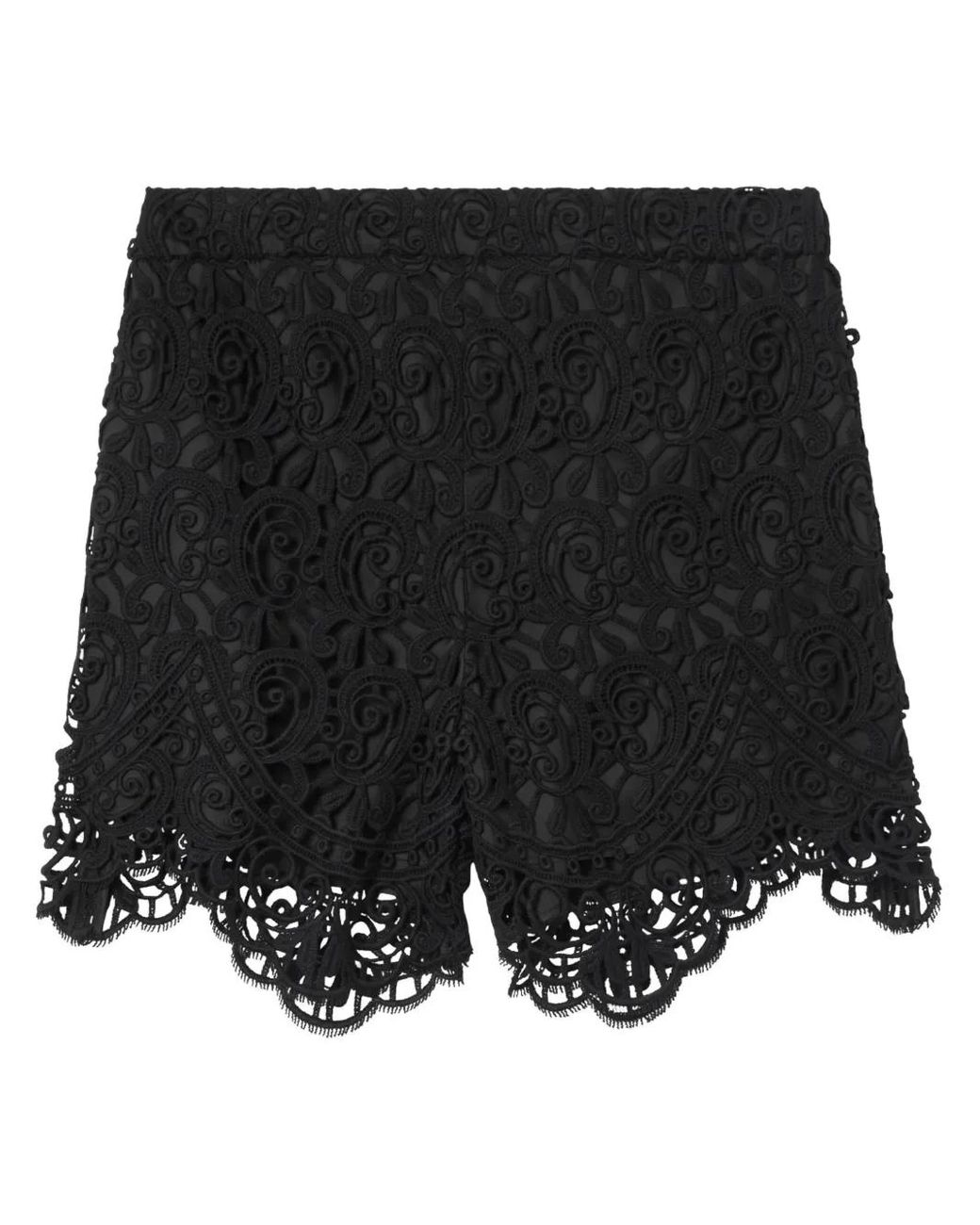 Burberry Black High-Waisted Macramé Lace Shorts