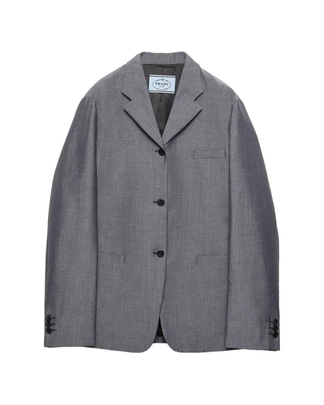 Prada Gray Veste En Mohair À Simple Boutonnage