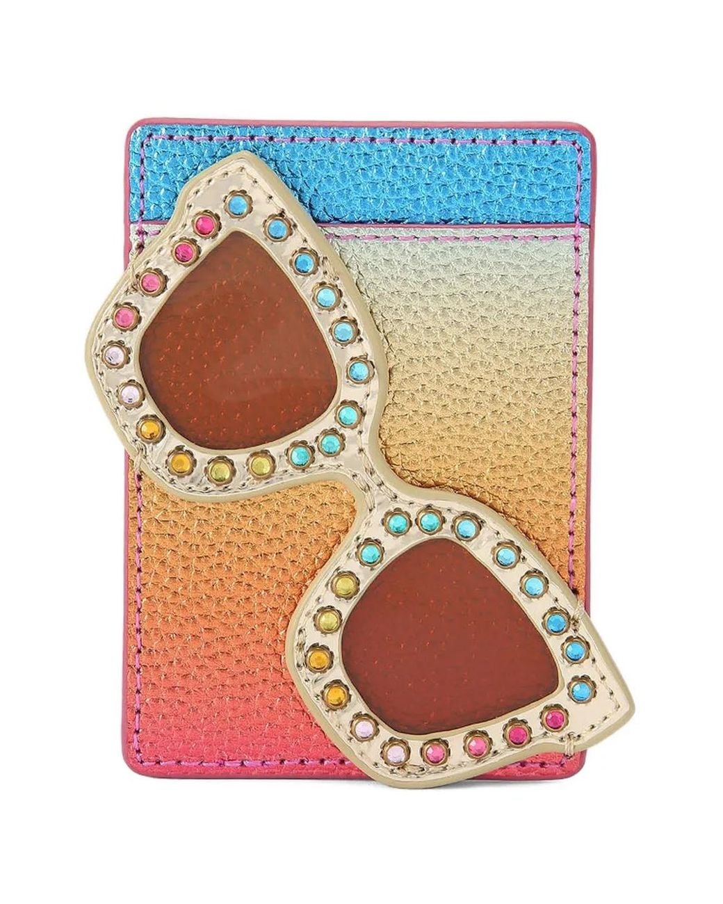 Kurt Geiger Blue Crystal-Embellished Sunglasses Metallic Card Holder