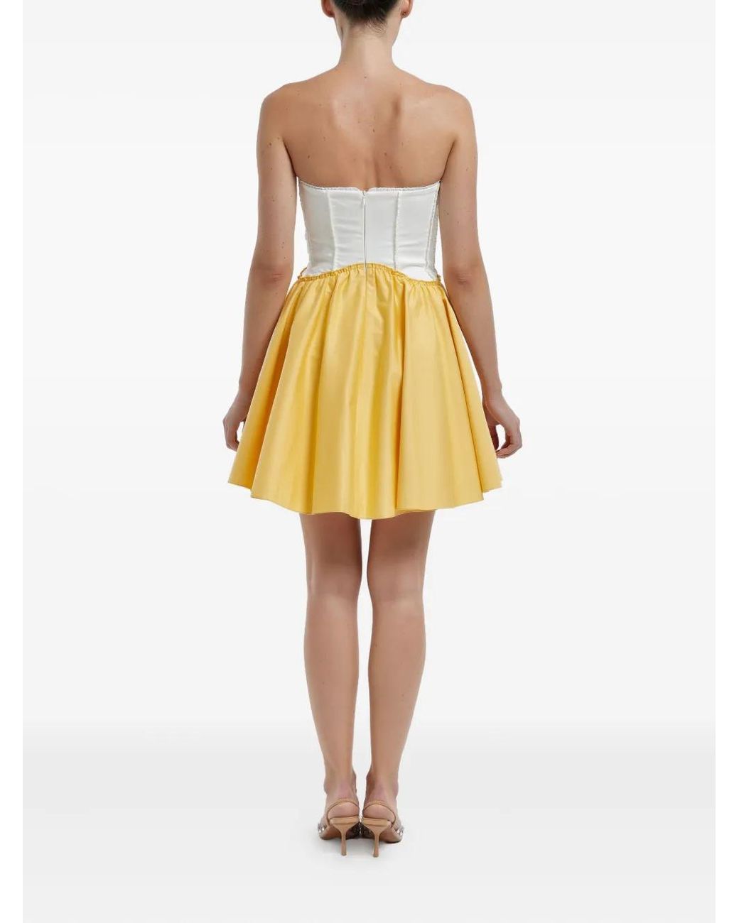 POST MERIDIEM Yellow Pleated Mini Dress