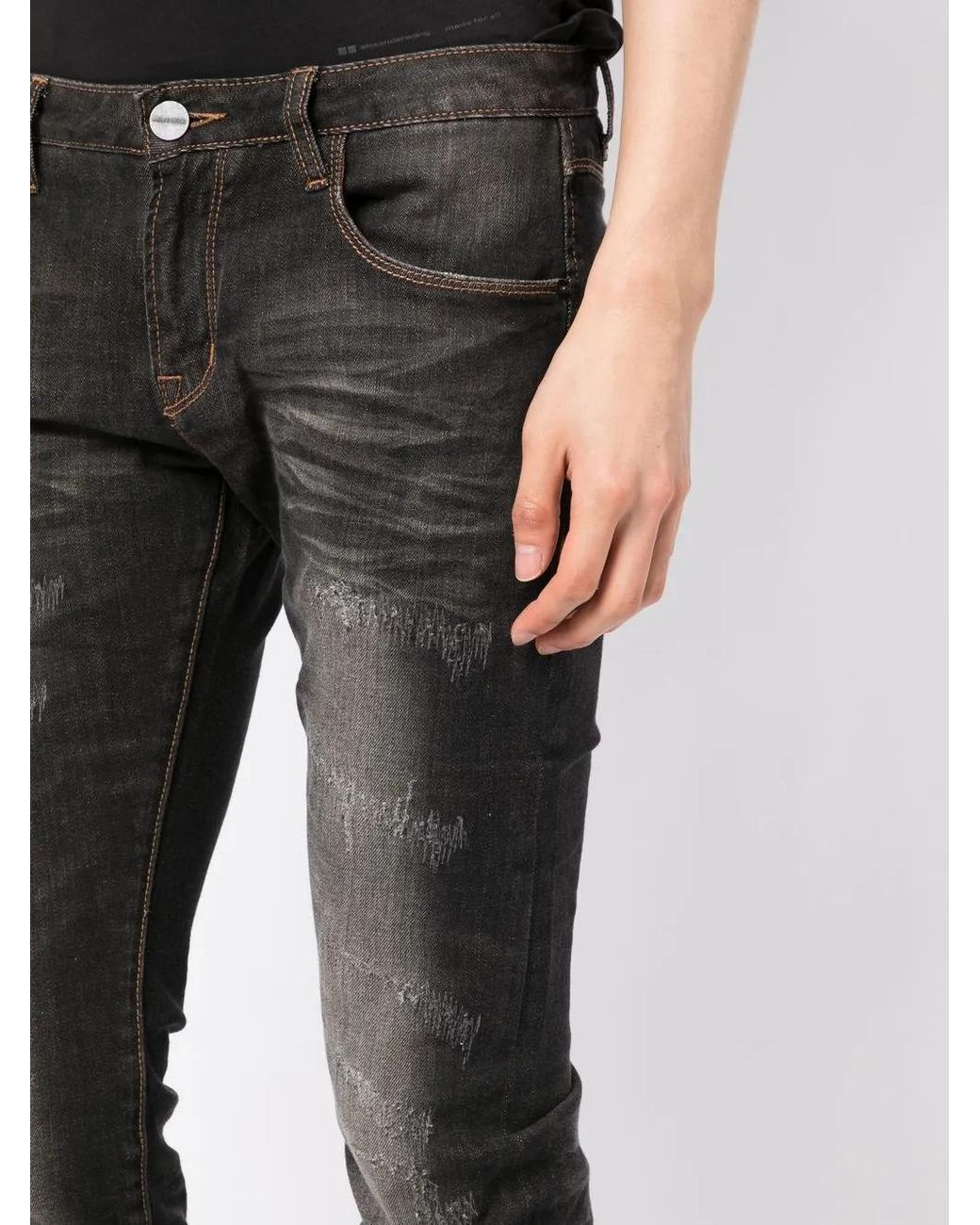 Private Stock Gray Distressed-Finish Skinny Jeans for men