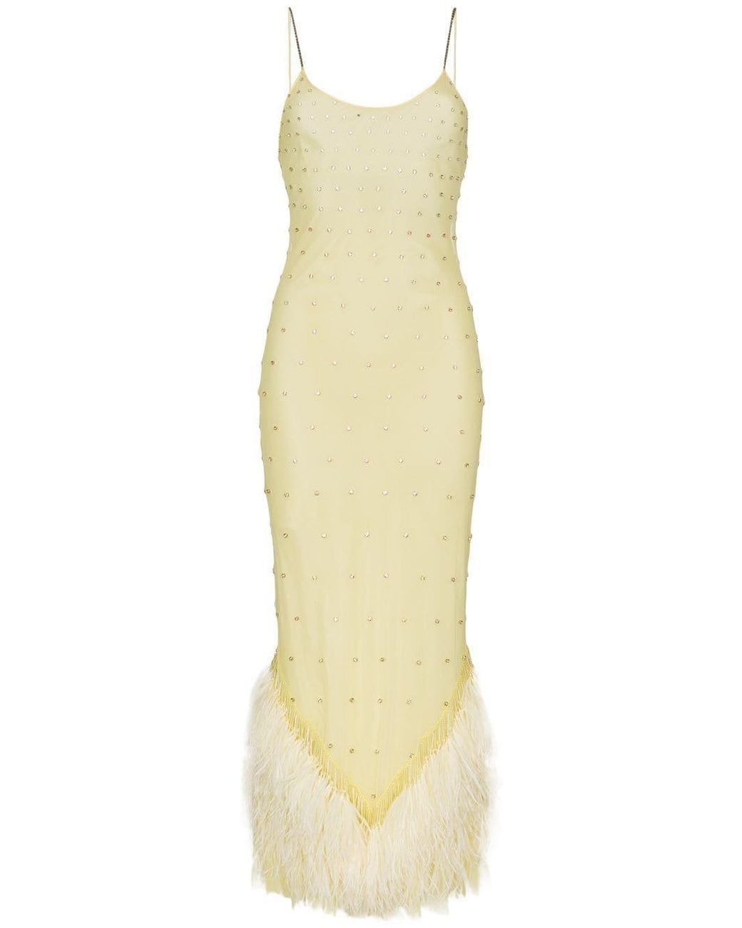 The Attico Feather Hem Slip Dress in Yellow | Lyst