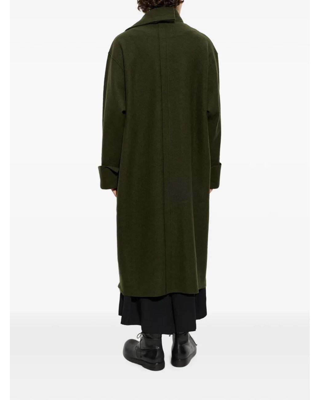 Yohji Yamamoto Green Coat With Stand-Up Collar for men