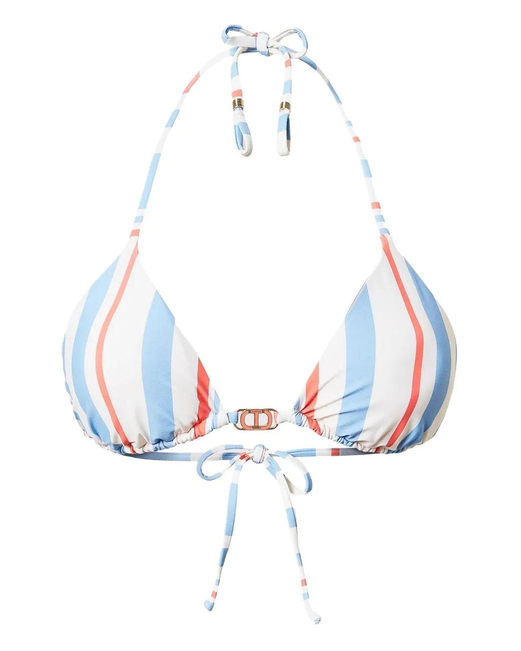 Twinset White Striped Triangle Bikini Top