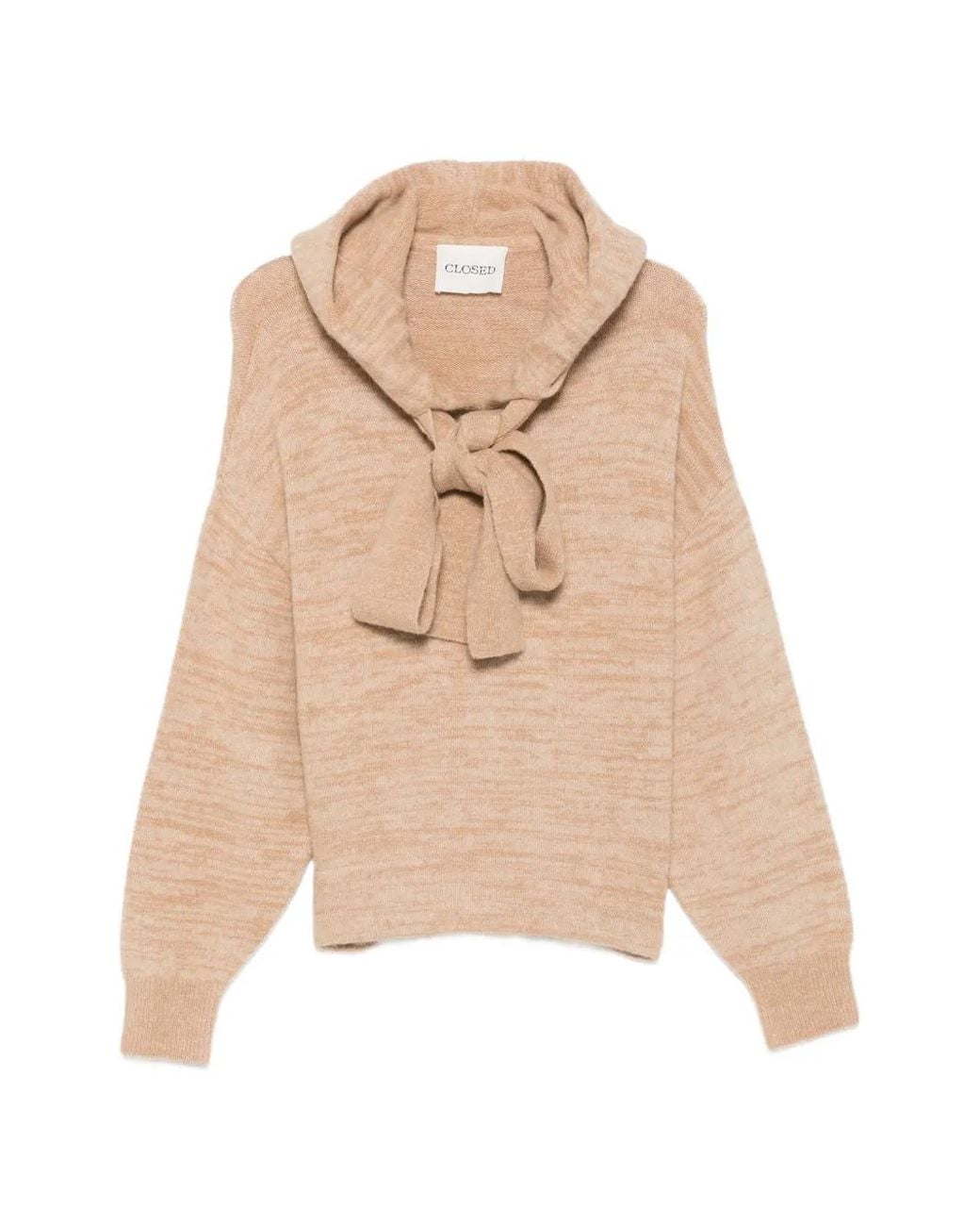 Closed Natural Bow-Detail Hooded Hoodie