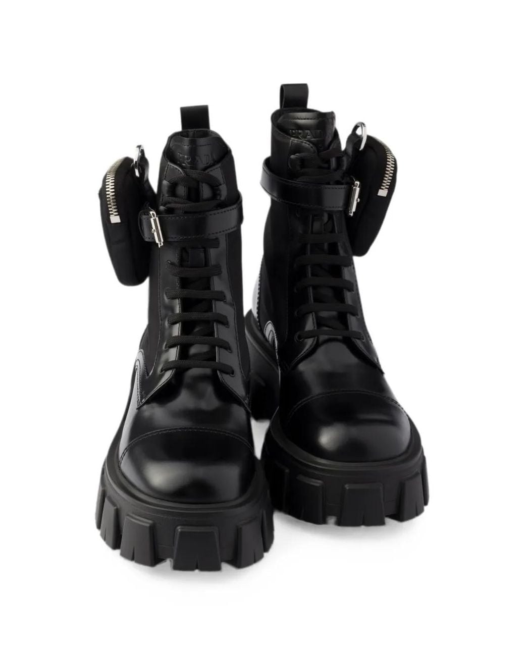 Prada Black Leather & Re-Nylon Monolith Boots