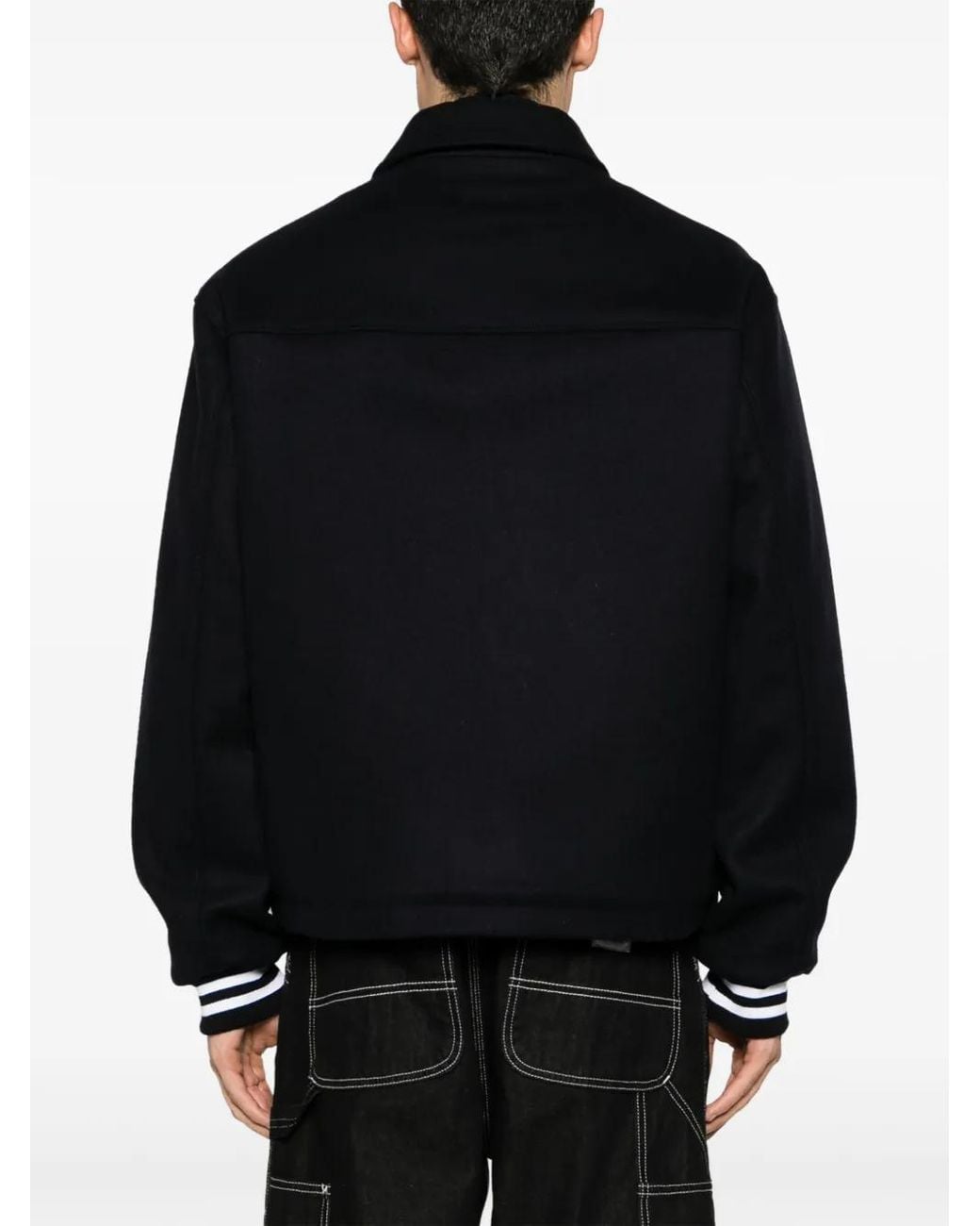 Aries Black Logo-Appliqué Varsity Jacket for men