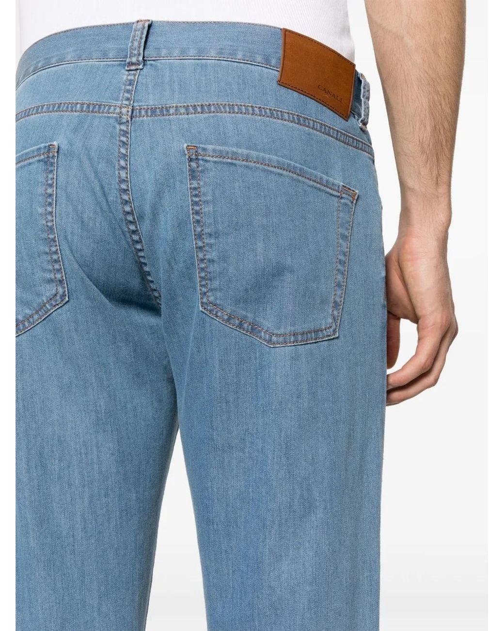 Jean Slim À Patch Logo Canali pour homme en coloris Blue
