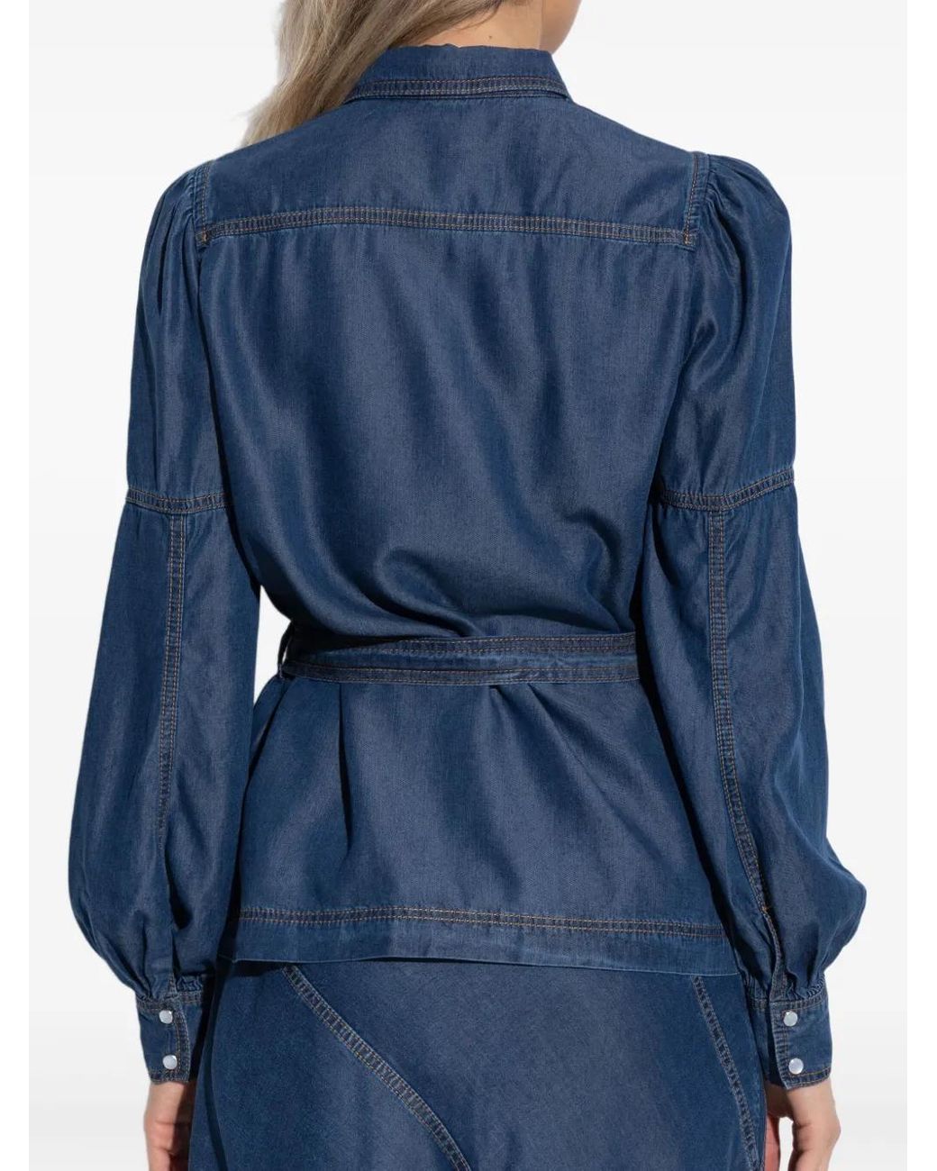Munthe Blue Denim Belted Blouse