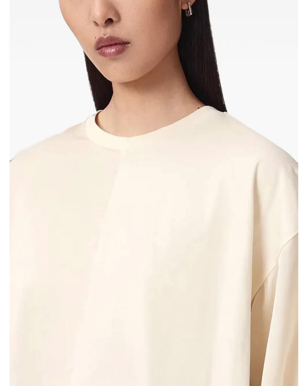AllSaints Natural Lenny Lace-Trim Asymmetric T-Shirt