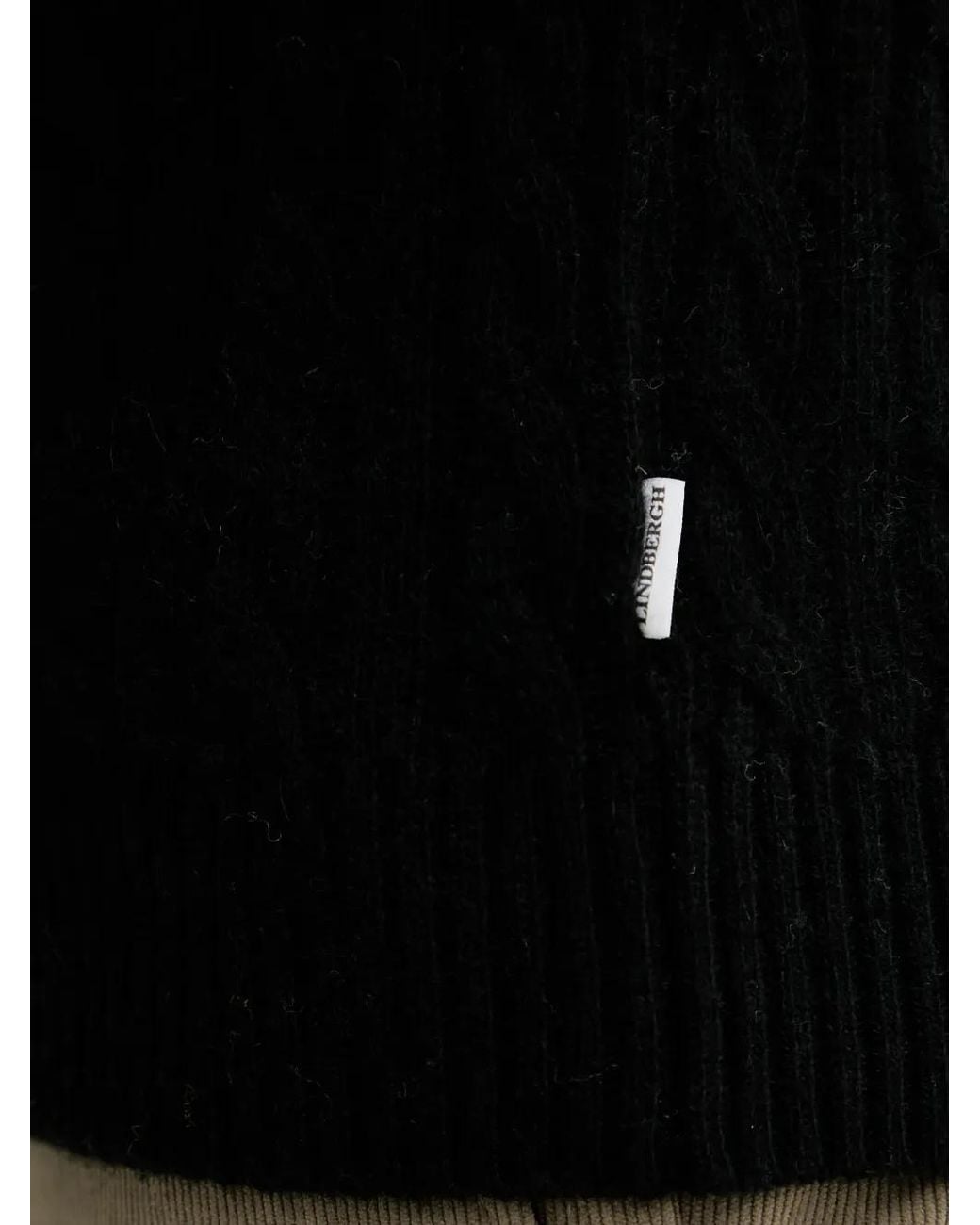 Lindbergh Black Cable-Knit Raglan-Sleeve Sweater for men