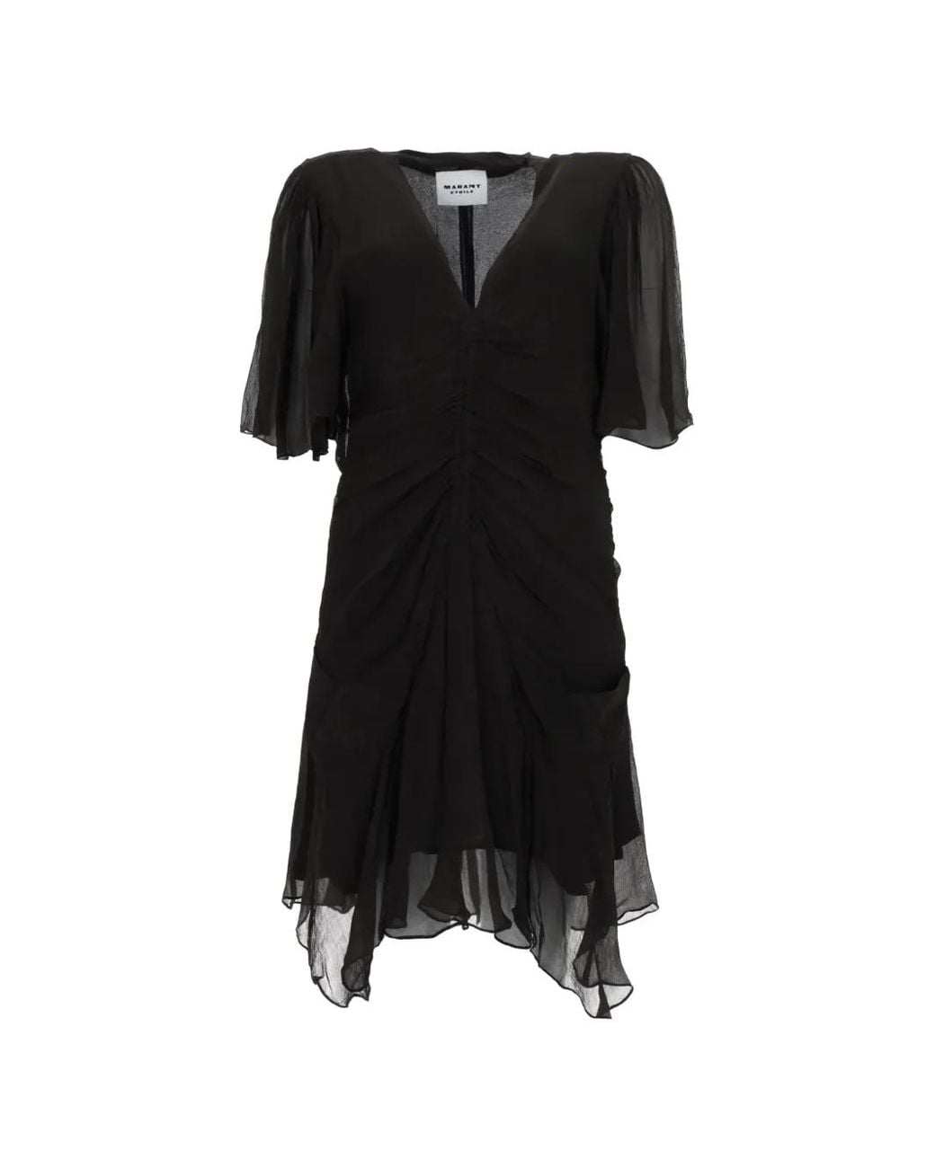 Isabel Marant Black Ruched Asymmetric Dress