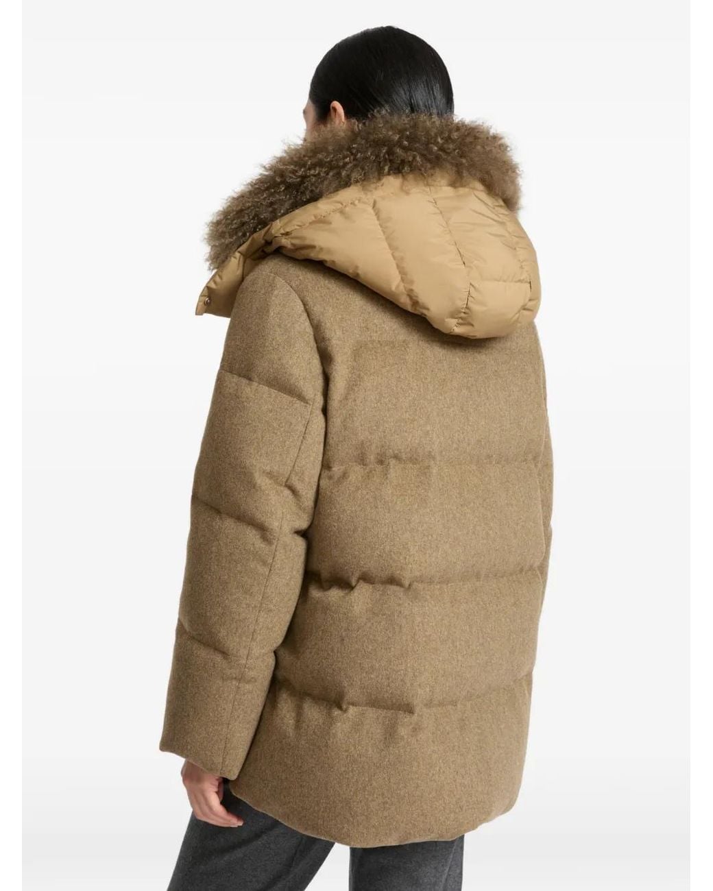 Yves Salomon Green Cashmere Hooded Coat