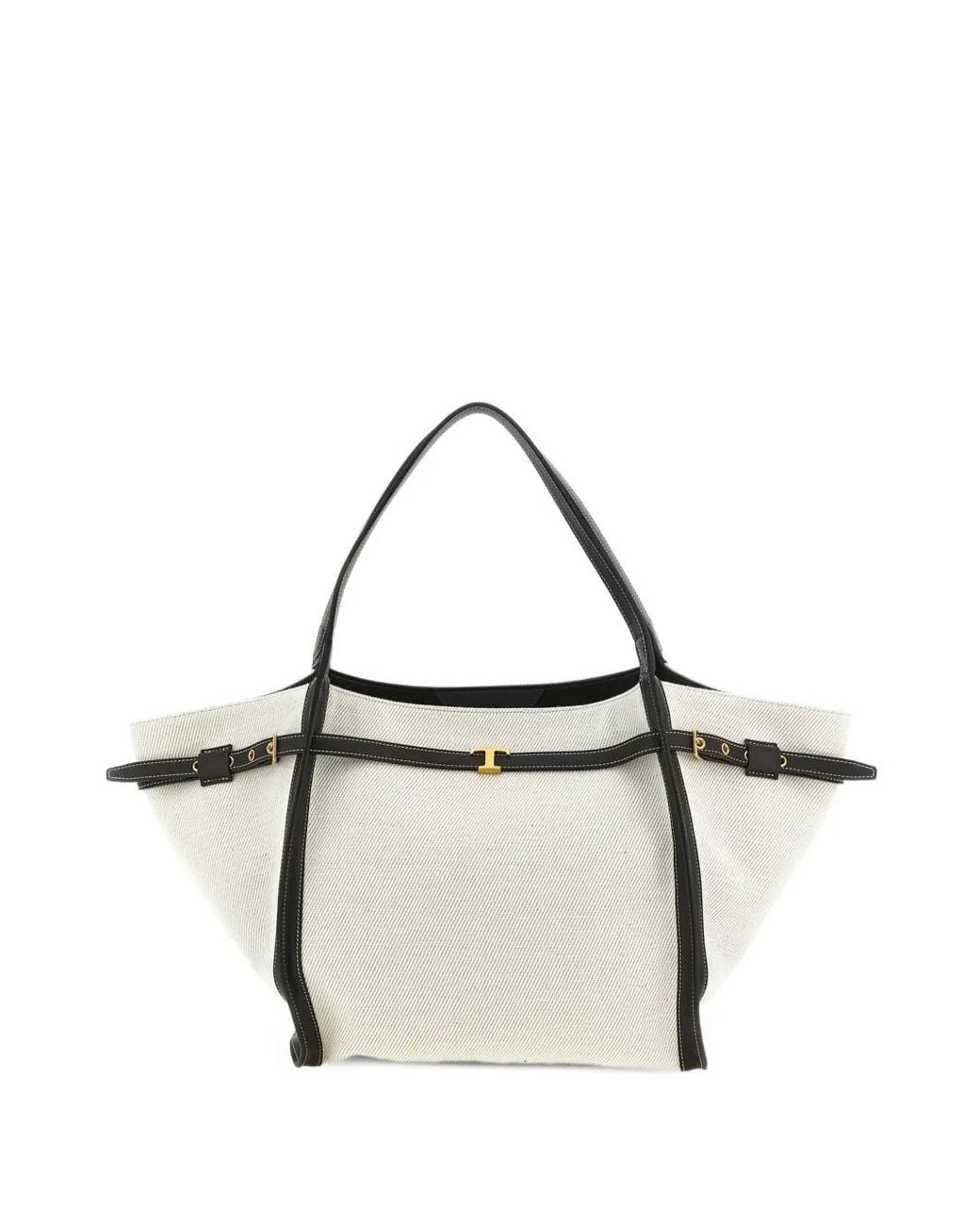 Tod's Metallic T Timeless Leather-Trim Tote Bag