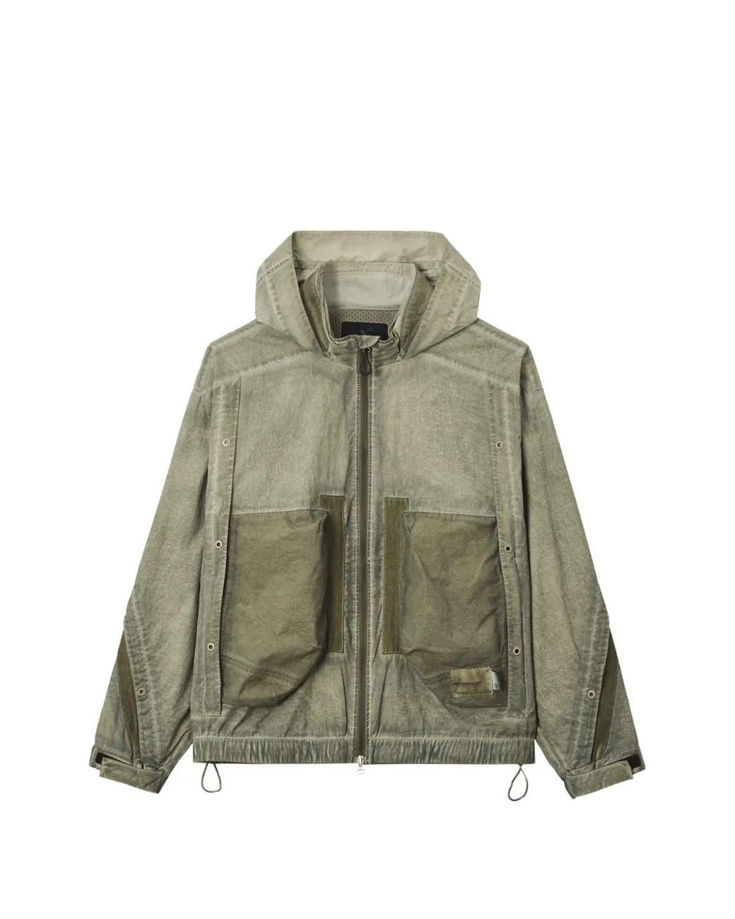 FIVE CM Green Hooded Panelled Lightweight Jacket for men
