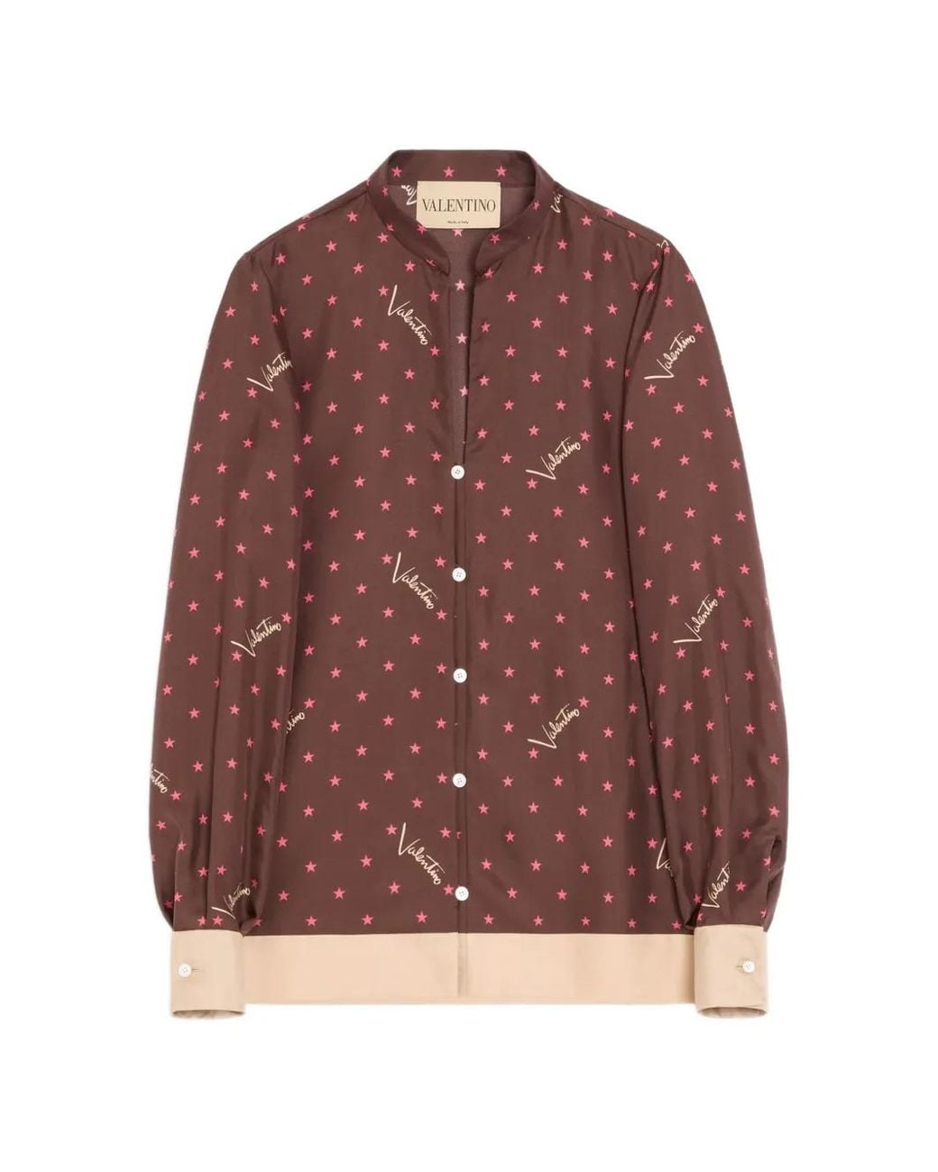 Valentino Garavani Brown Chemise En Twill Étoilé Stelline Firma
