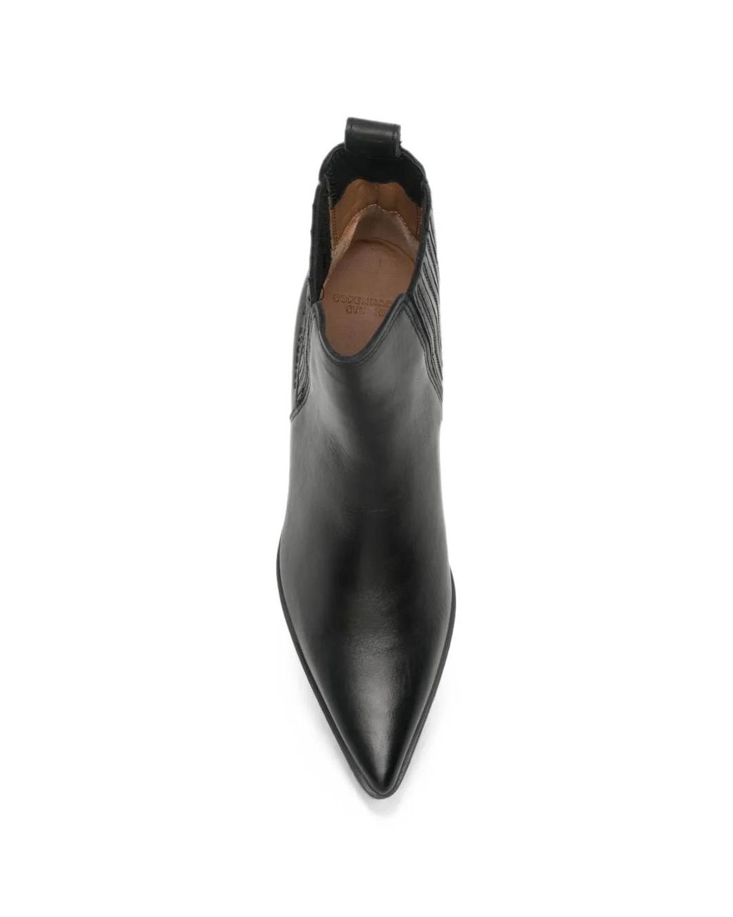 COPENHAGEN Black Pointed-Toe Leather Ankle Boots