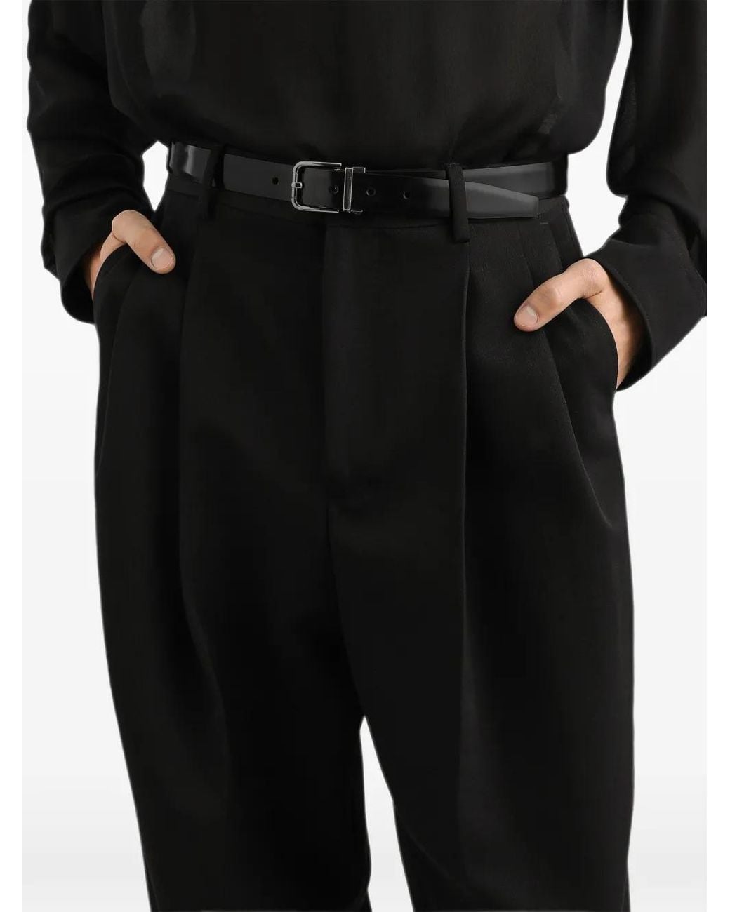 Dolce & Gabbana Black Wool Gabardine Trousers for men