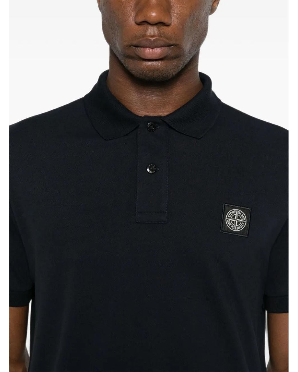 Stone Island Black Slim-Fit Cotton Pique Polo Shirt for men