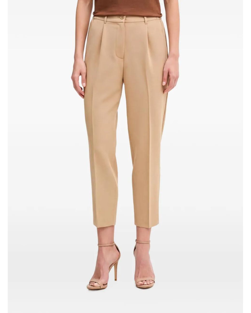 Sisley Natural Pleated Belt-Loop Trousers