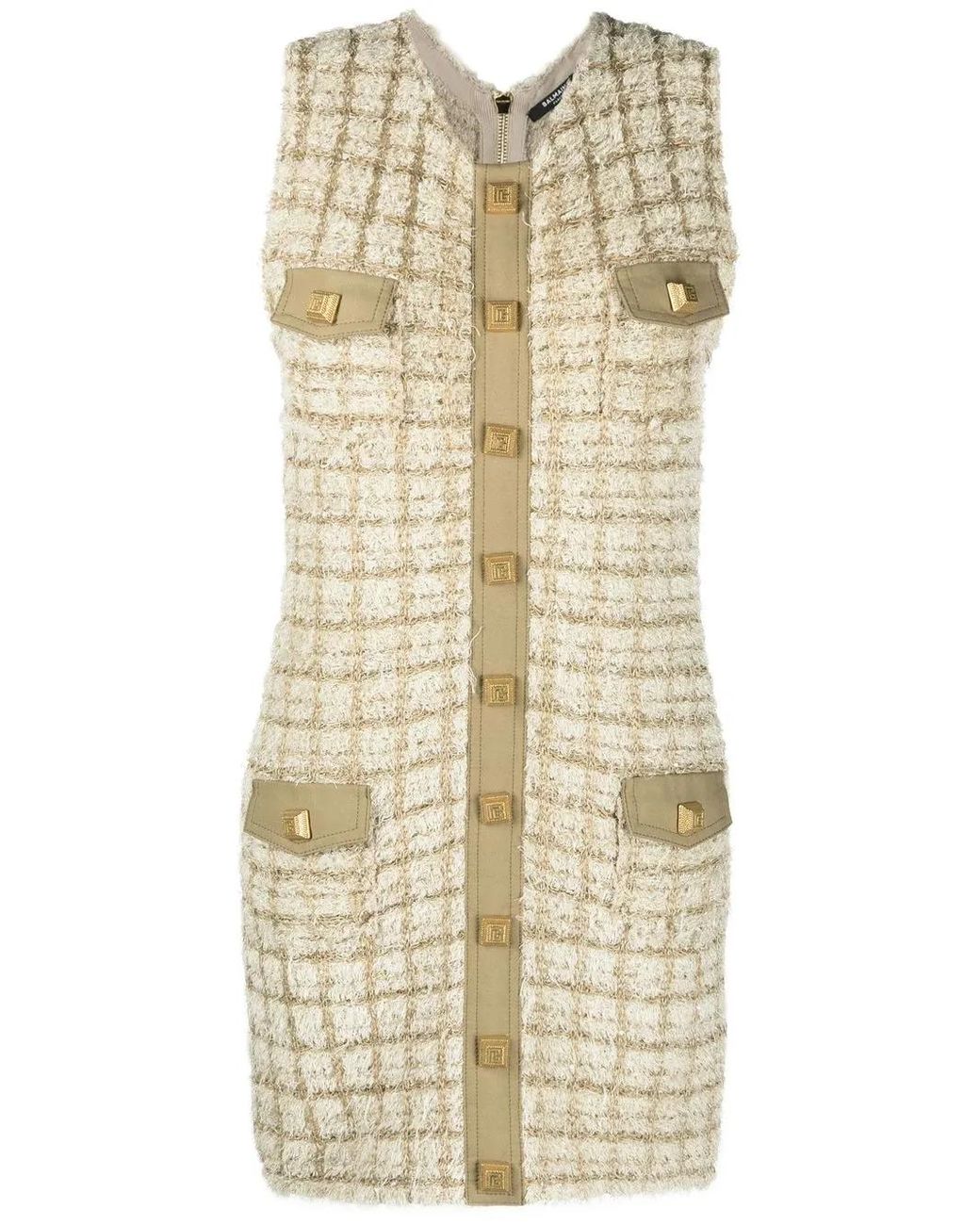 Balmain Natural Tweed Short Dress Clothing