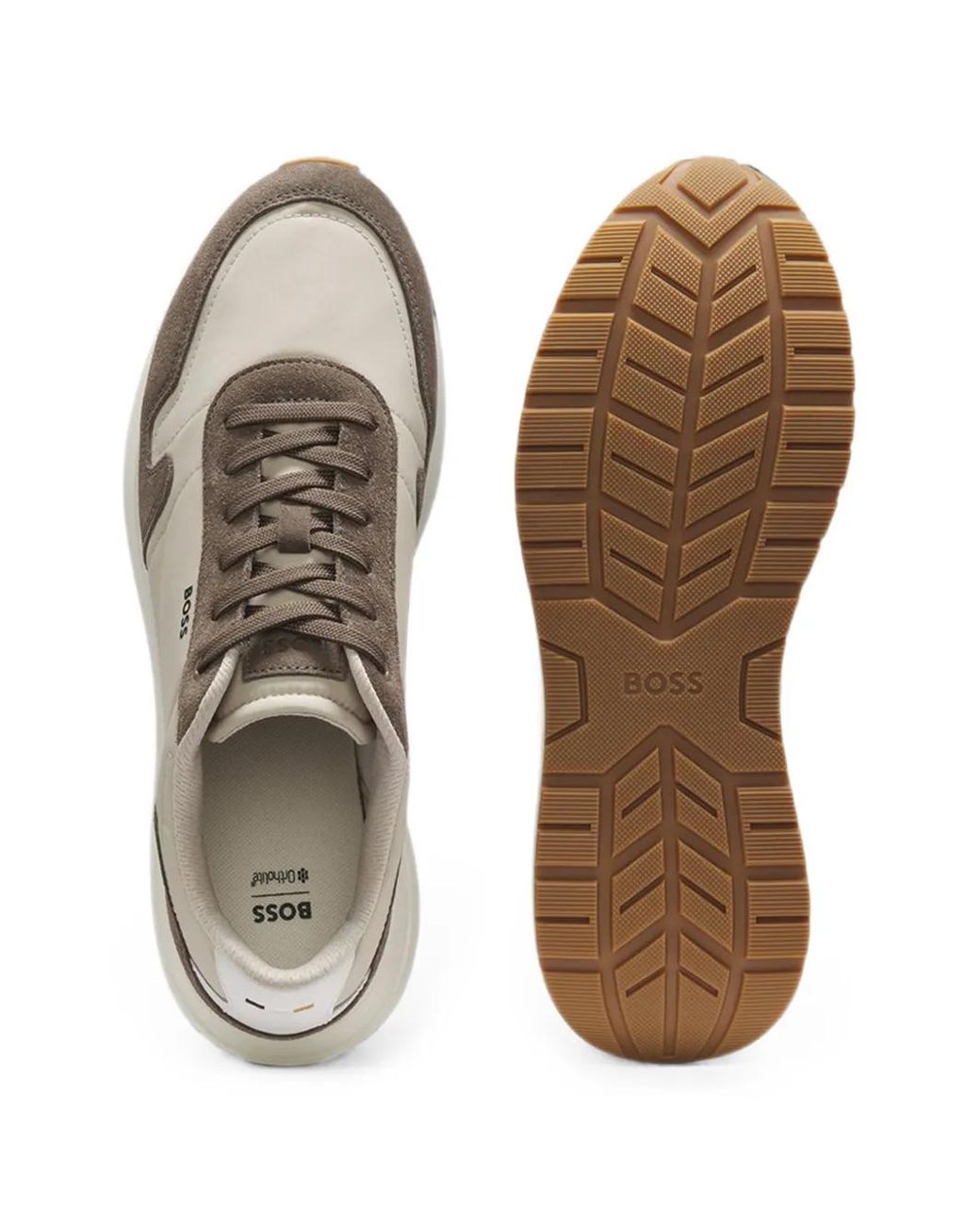 Boss White Vinston Runn Lace-Up Sneakers for men