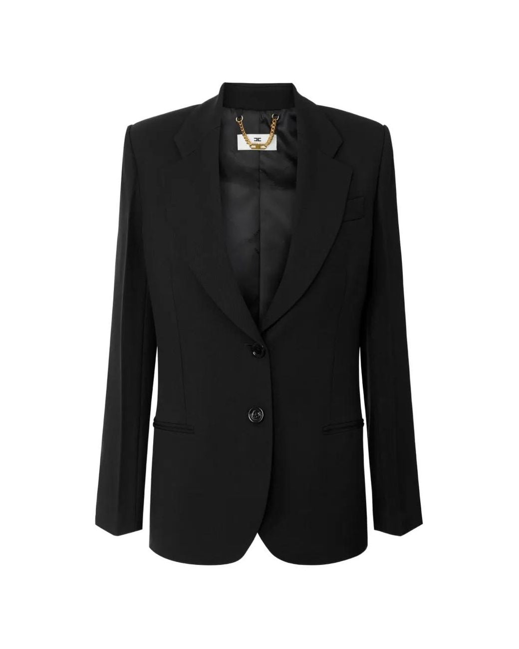 Elisabetta Franchi Black Flowing Gabardine Jacket