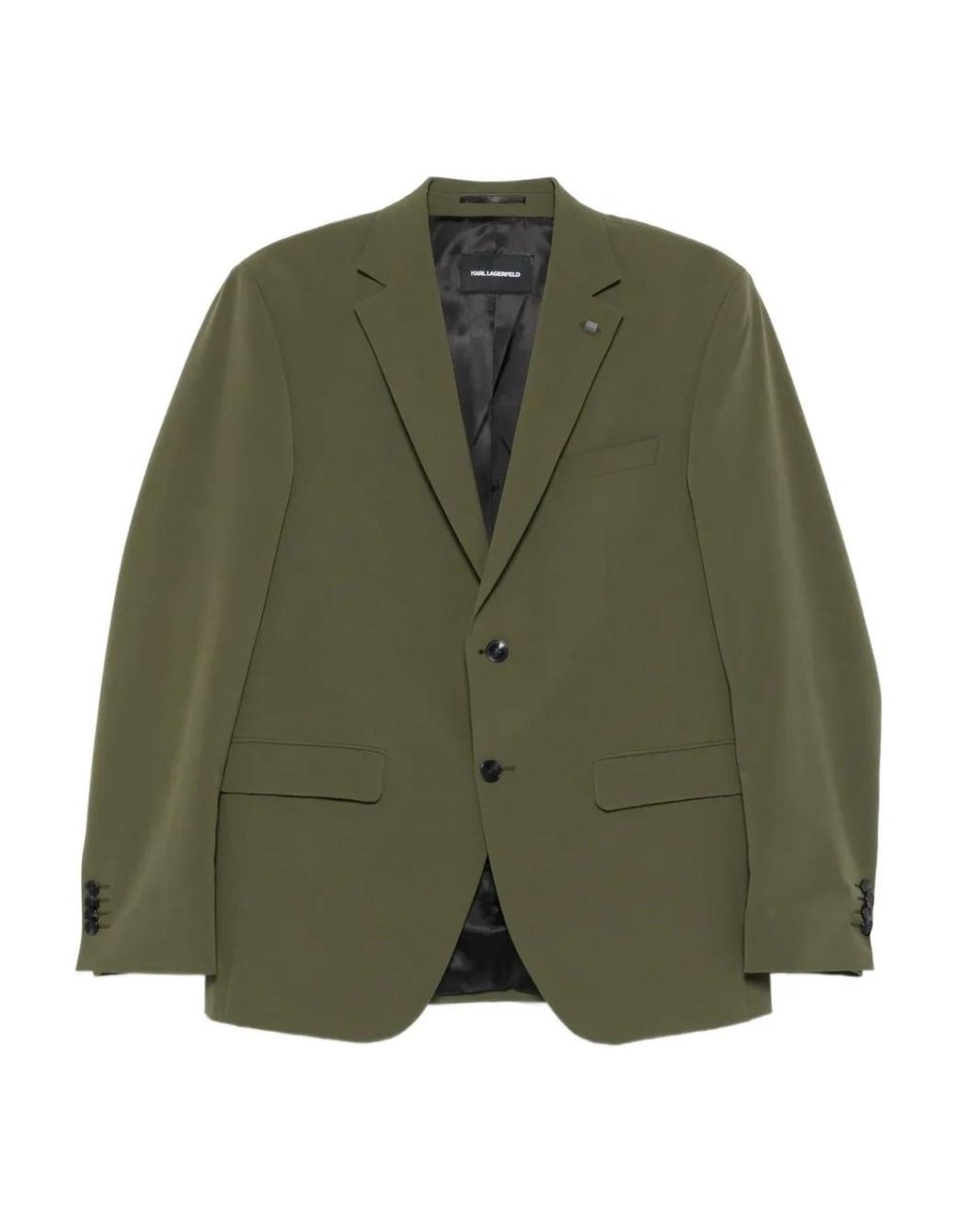 Karl Lagerfeld Green Three-Button Notched-Lapel Jacket for men