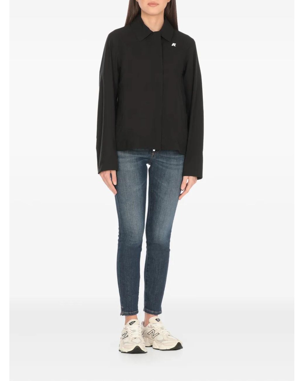 K-Way Black Logo-Plaque Collar Jacket