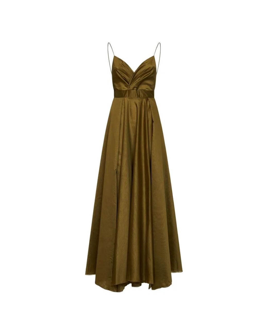 Blanca Vita Green Wrap-Front Gathered Maxi Dress
