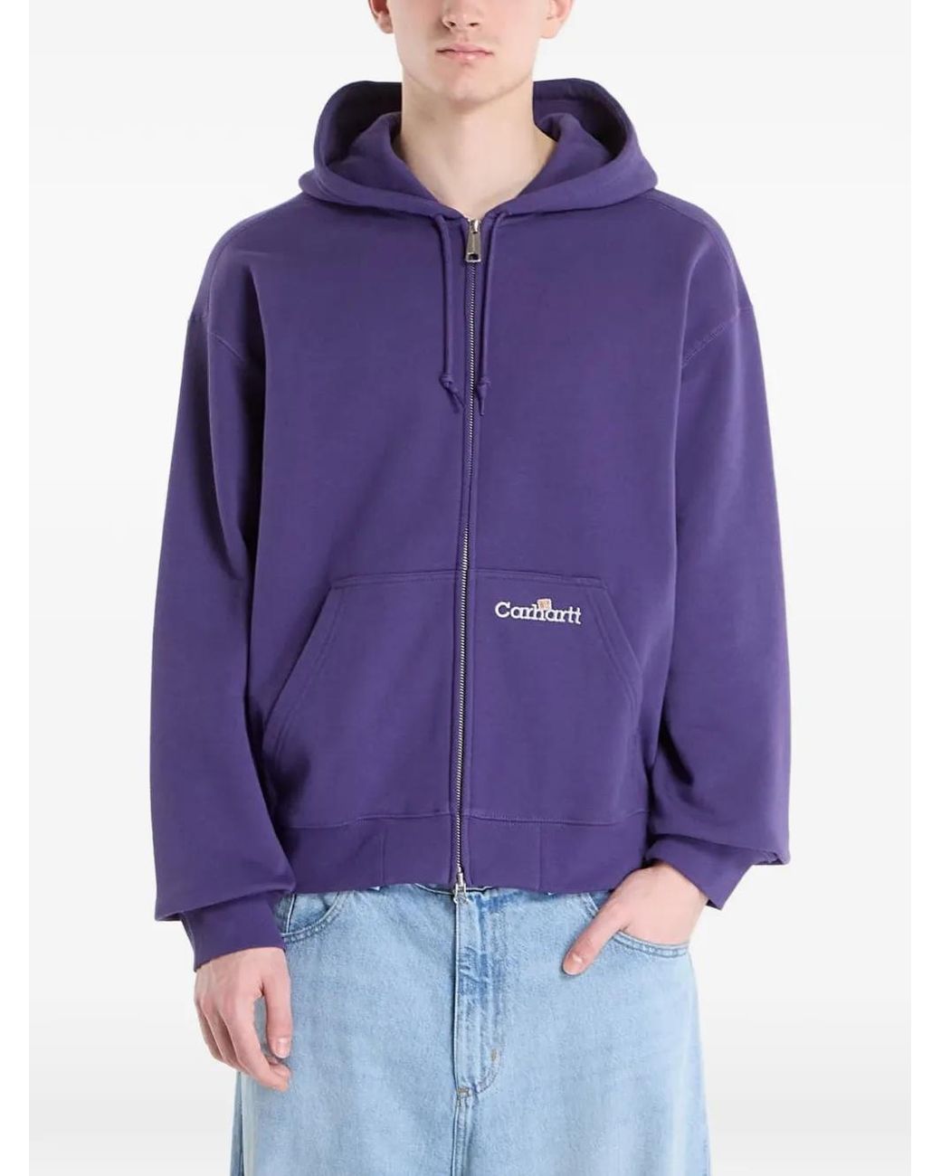 Carhartt Purple Logo-Embroidered Zip-Up Hoodie