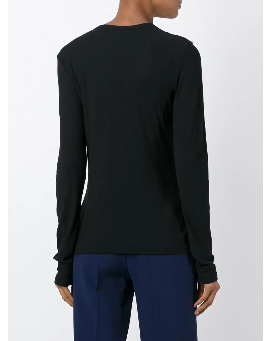 James Perse Black Round Neck Longsleeved T-Shirt