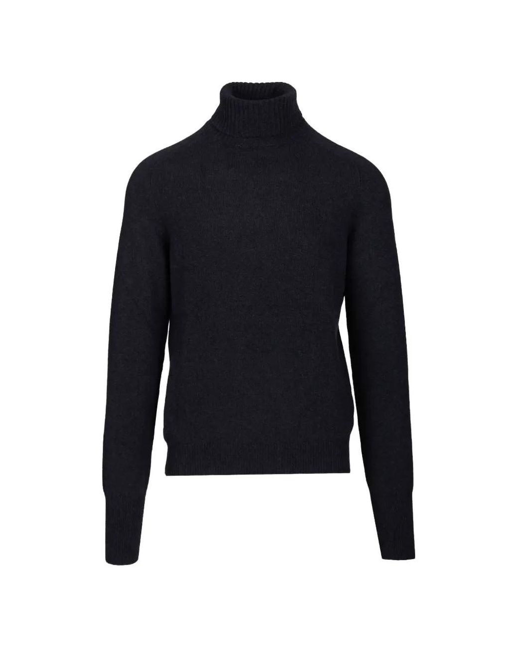 Fedeli Blue Knitted Roll-Neck Sweater for men