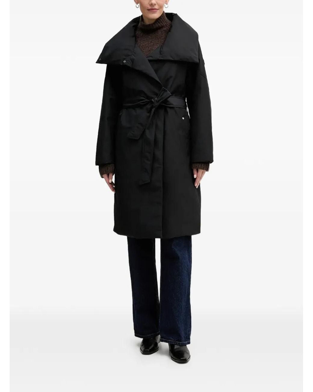 Moose Knuckles Black Belted Double-Breasted Coat