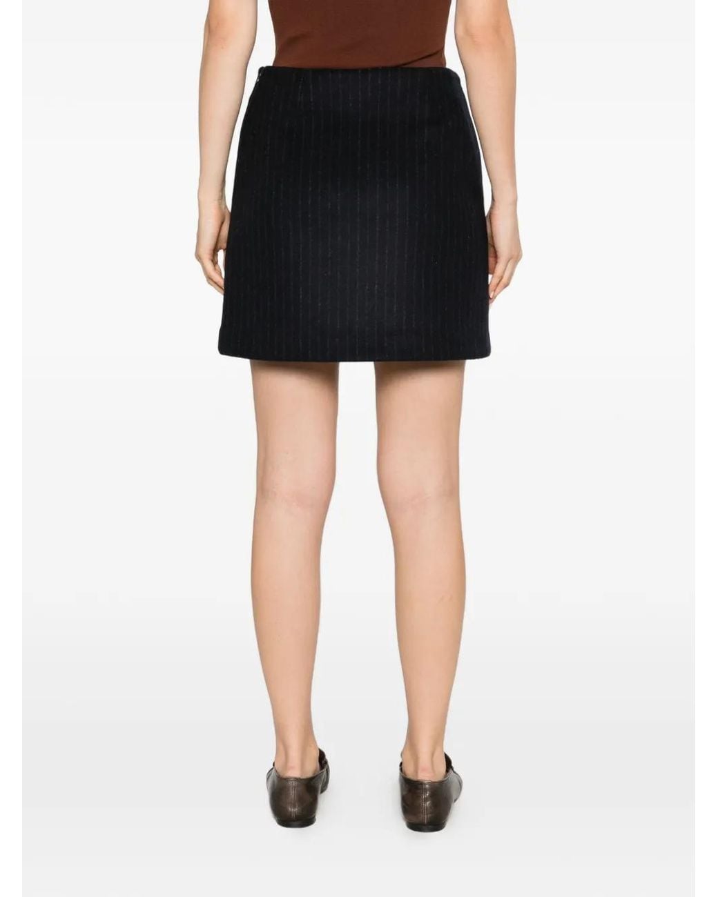 A.P.C. Black Pinstripe-Pattern Wool Mini Skirt