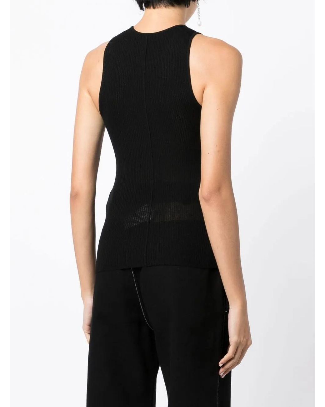 Dion Lee Black Merino Pointelle Ribbed Tank Top