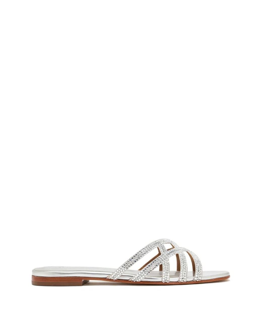 Nicoli White Zuri Crystal Embellished Sandals