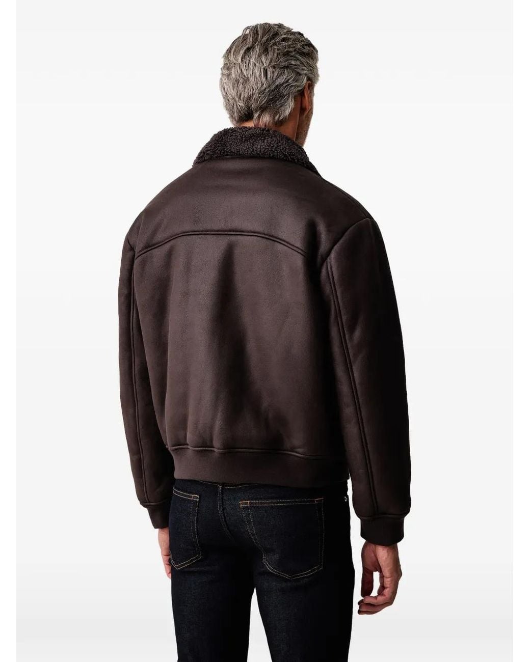 ARMANI EXCHANGE Black Faux-Shearling Collar Jacket for men