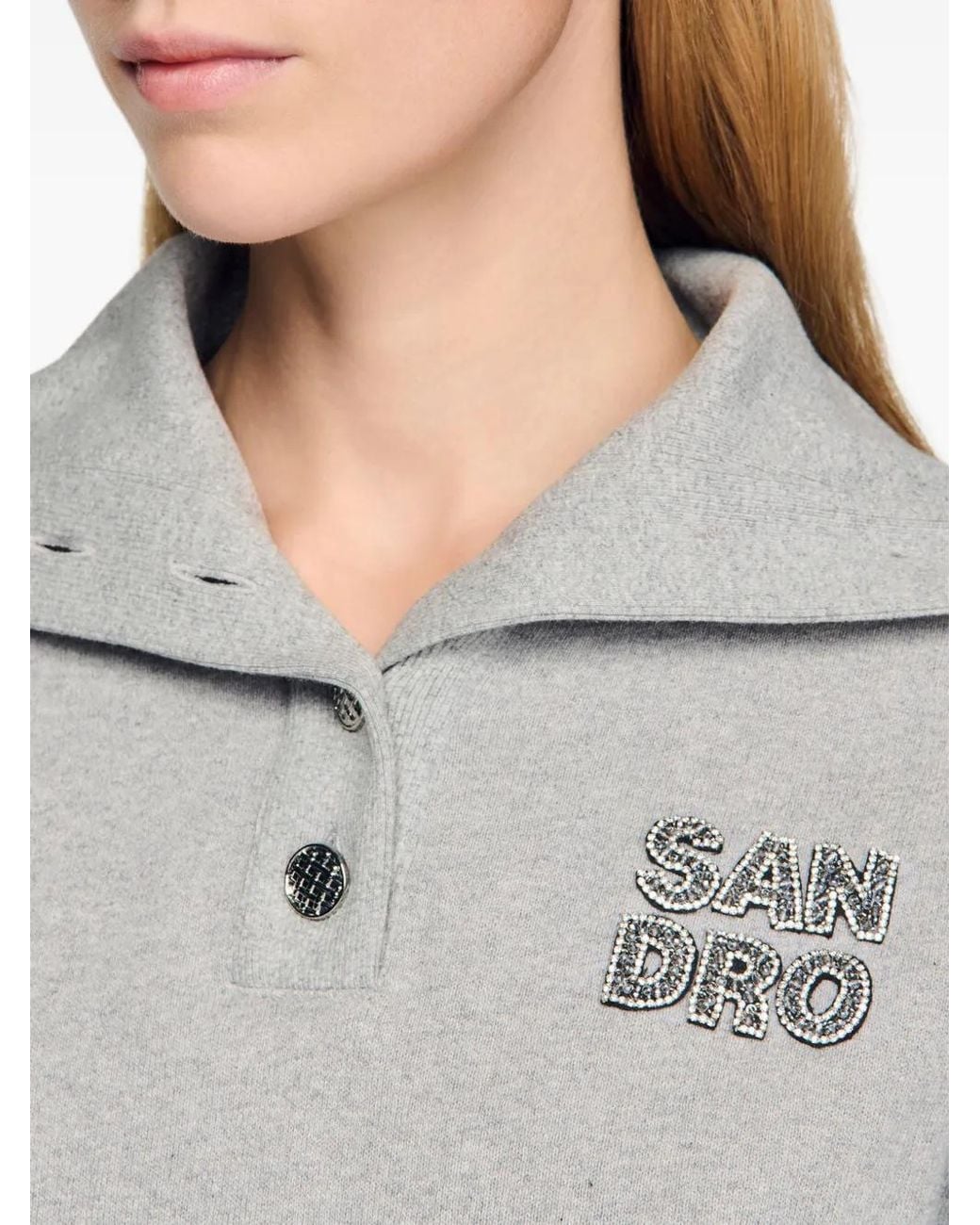 Sweat À Plaque Logo Sandro en coloris Gray