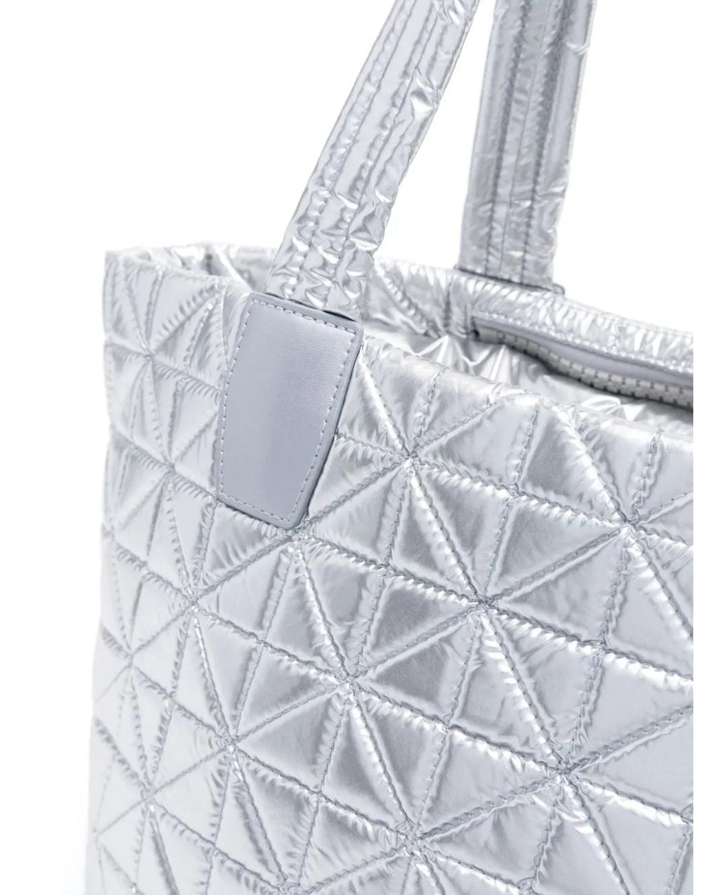 VEE COLLECTIVE White Small Vee Quilted Tote Bag