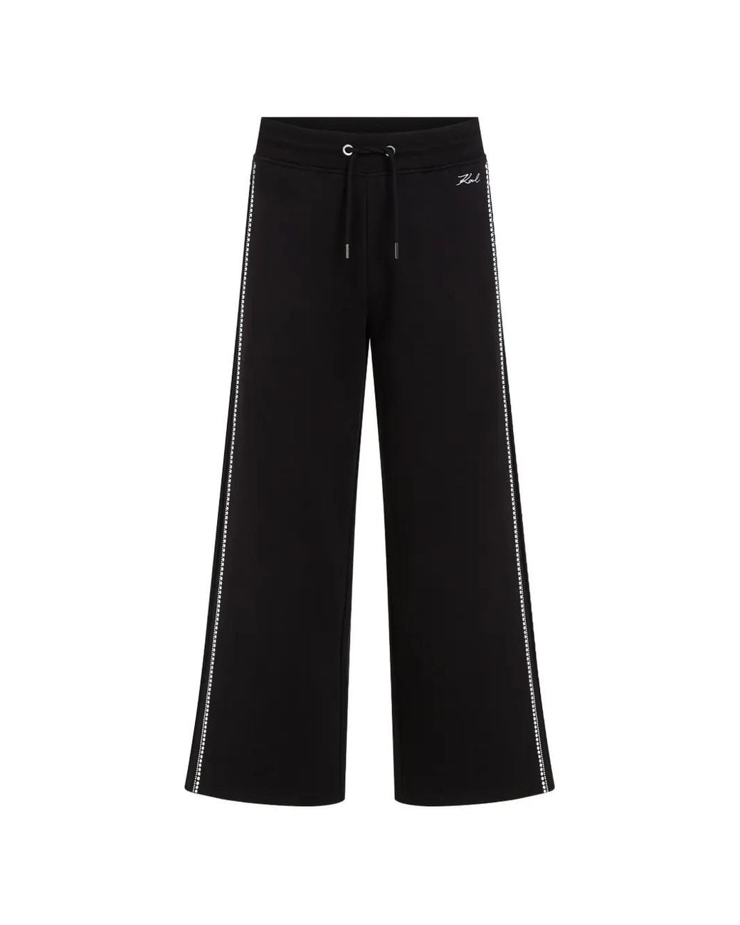 Karl Lagerfeld Black Pearl-Detail Track Pants