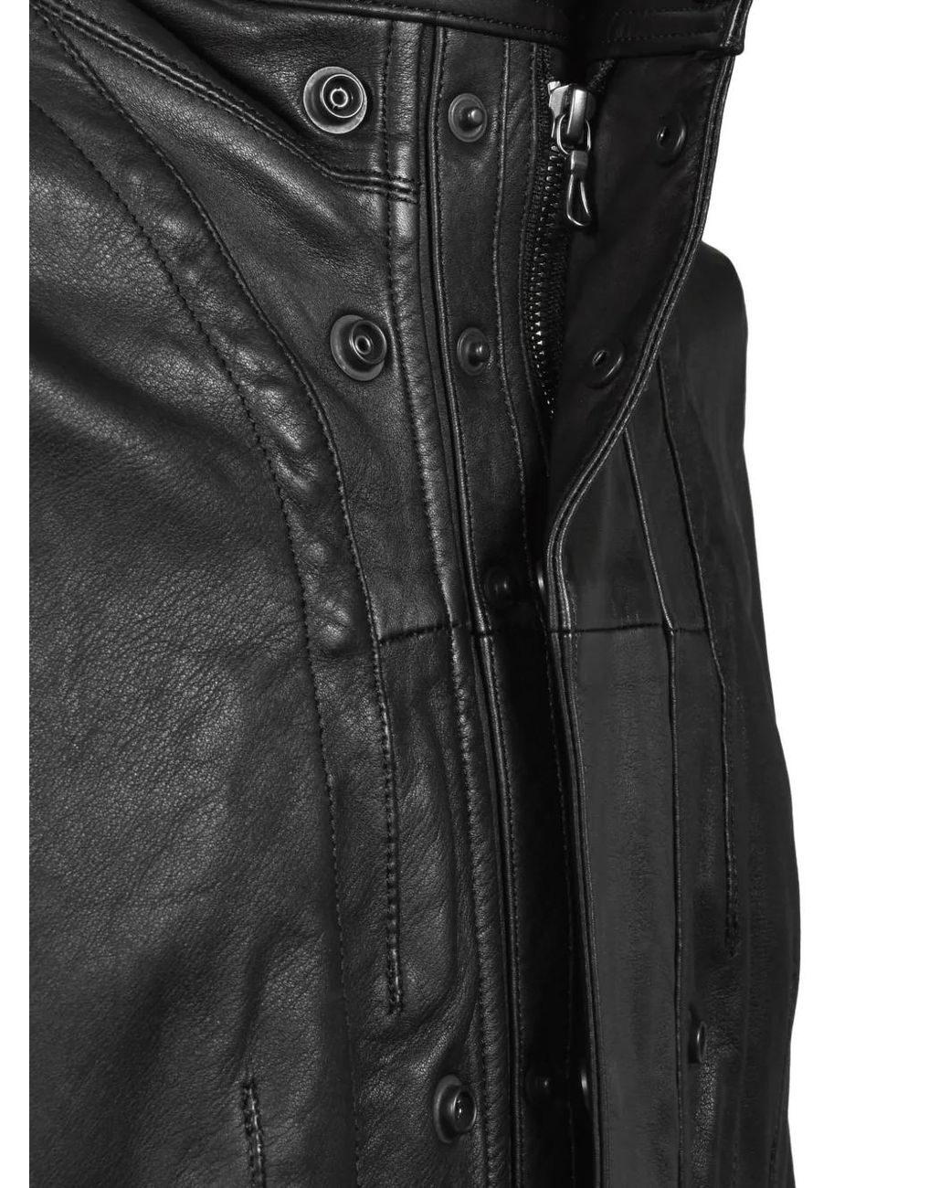 Julius Black Urban Seam-Detail Washed Leather Jacket for men