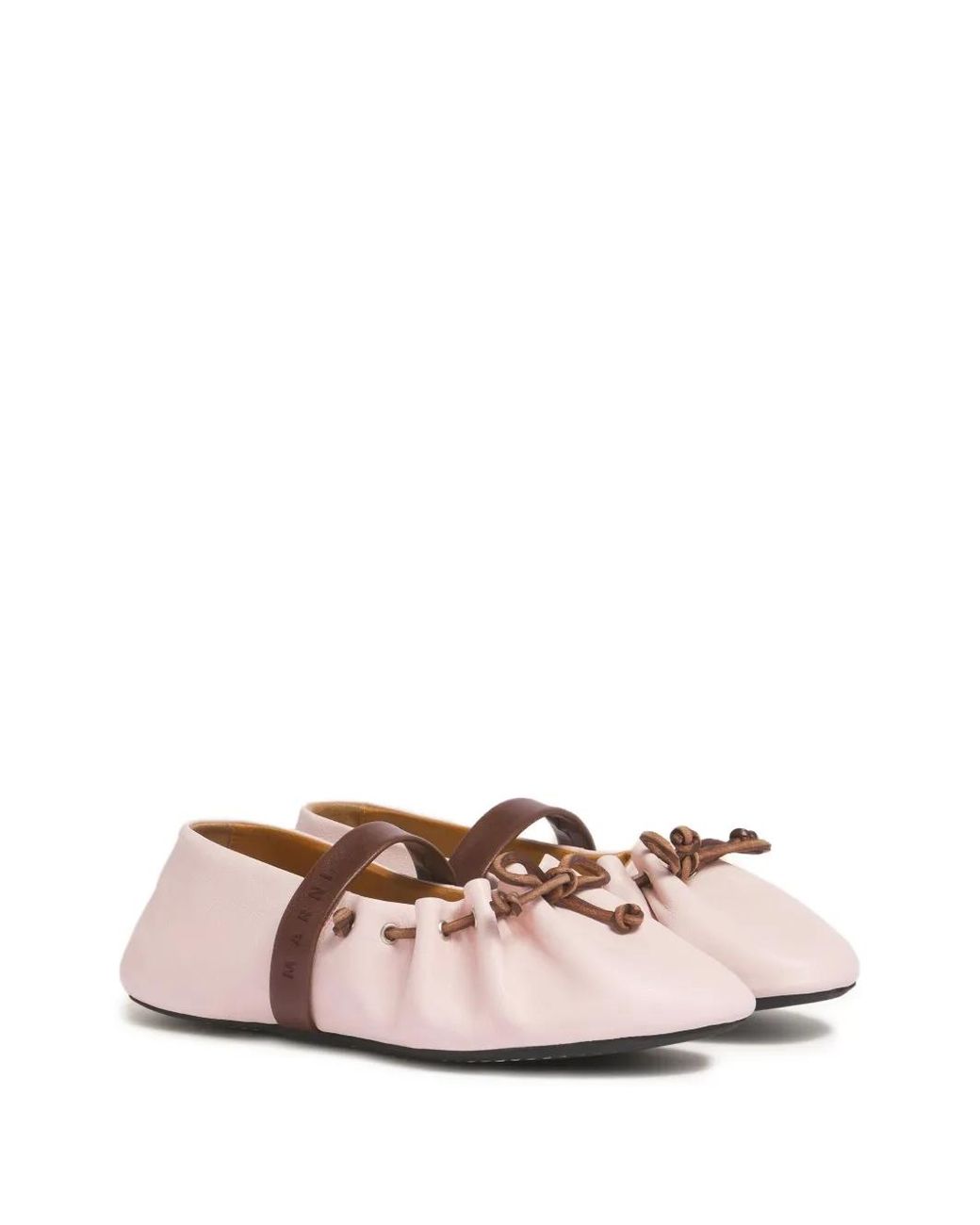 Marni Pink And Leather Mary Jane Soft Ballerina