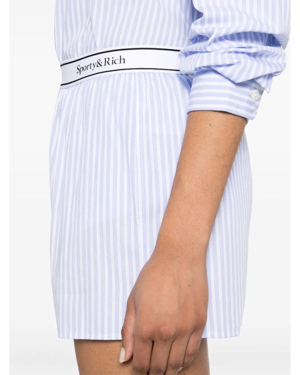 Sporty & Rich White Logo-Waistband Shorts
