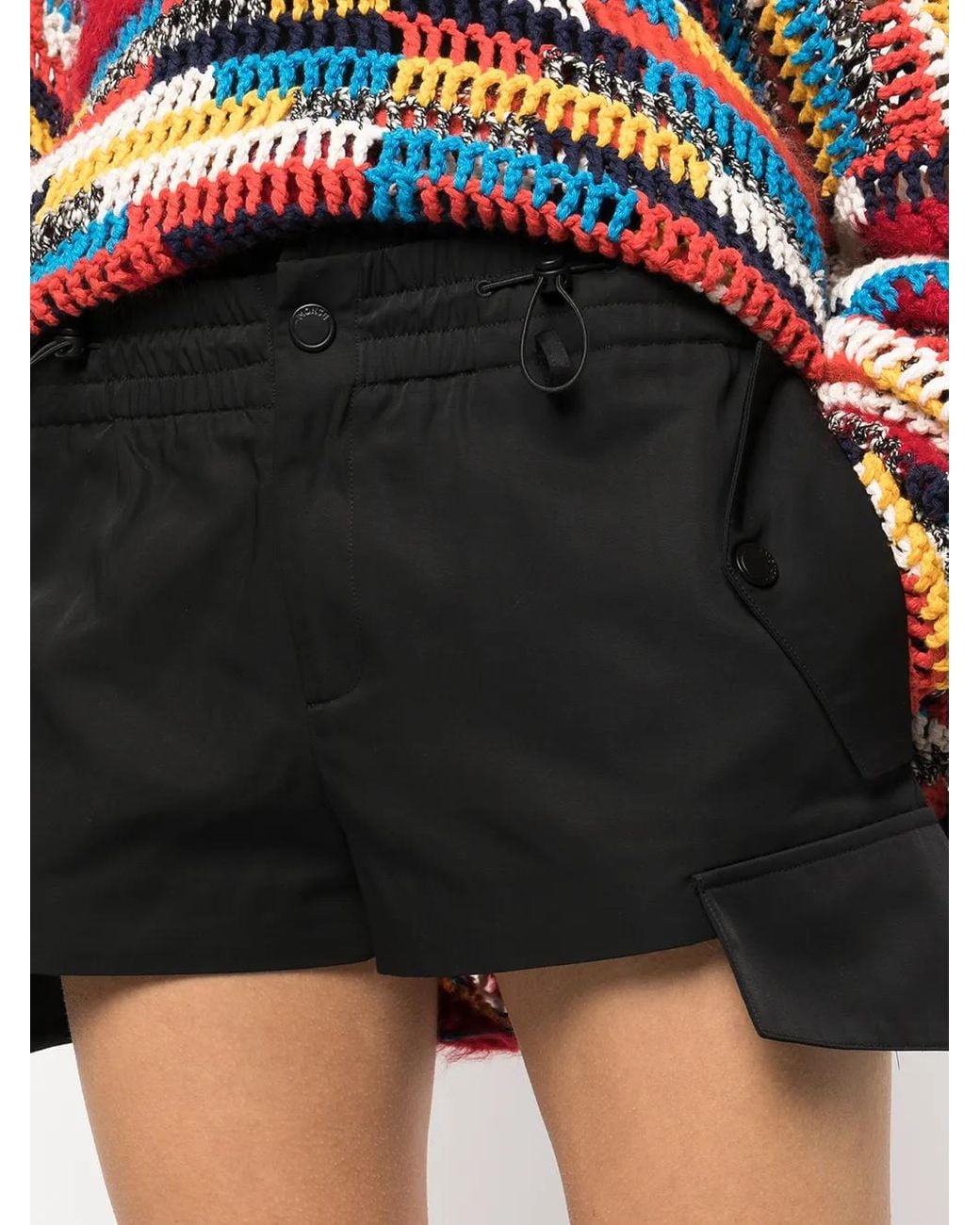 Monse Black Smocked-Detail Cargo Shorts