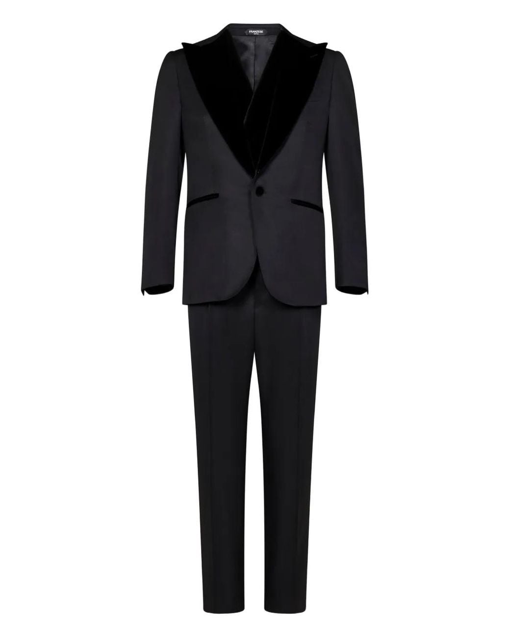 Franzese Collection Black Velvet-Lapels Suit for men