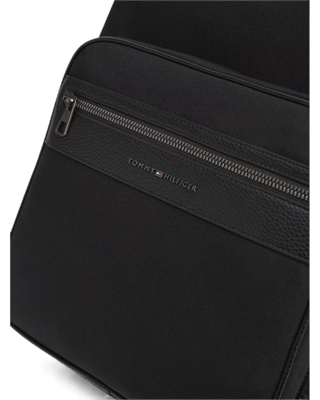 Tommy Hilfiger Black Logo-Print Zipped Backpack for men