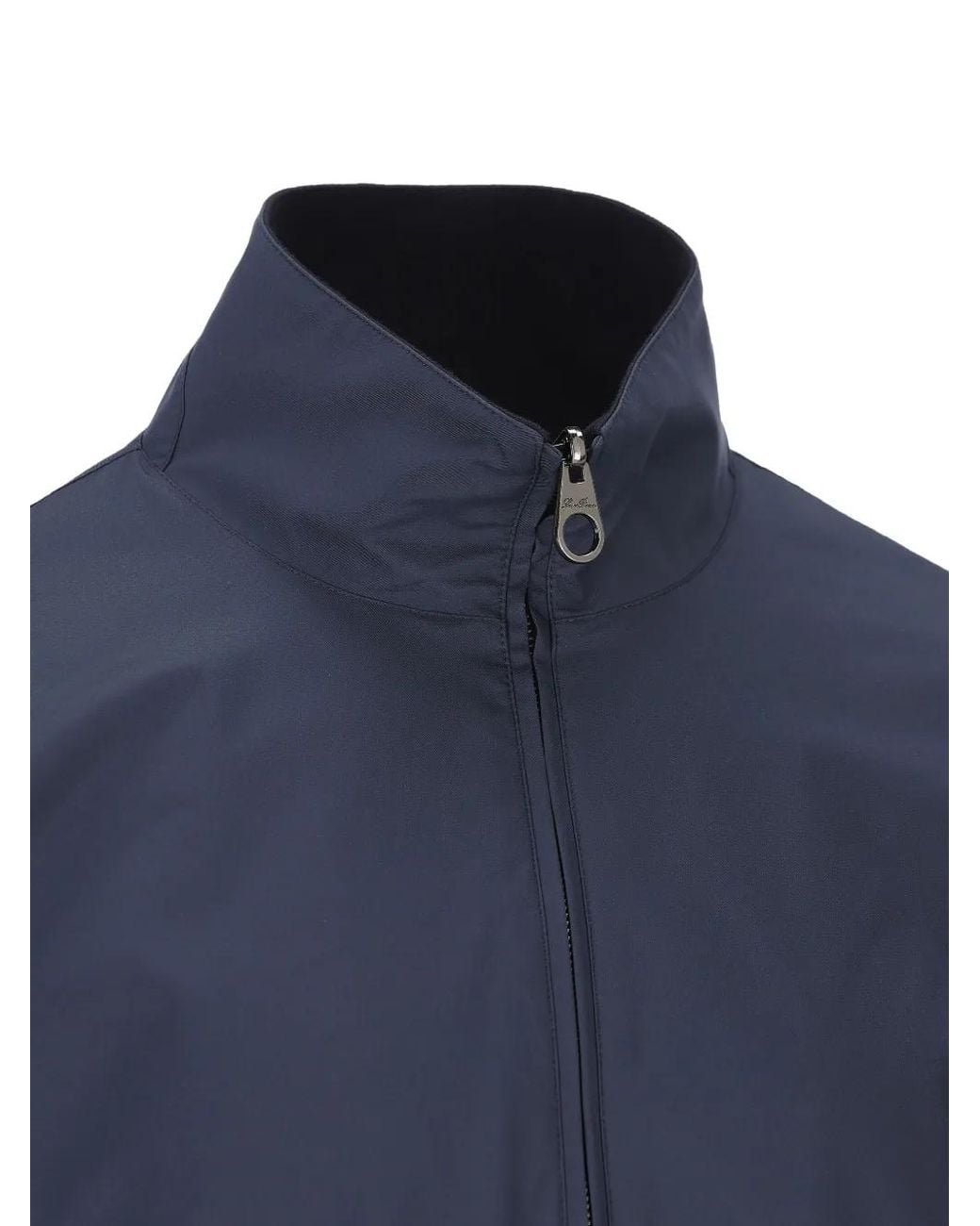 Loro Piana Blue Stand-Up Collar Zip-Front Jacket for men